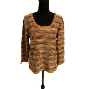 Chicos Design Size 1 Womens Medium Vintage Multi Colored Rainbow Striped Retro
